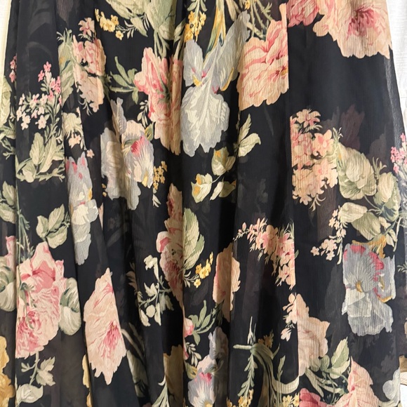Vintage Ralph LaurenSilk Floral Fairy Skirt Black Romantic Cottagecore Size 12 - Picture 12 of 12